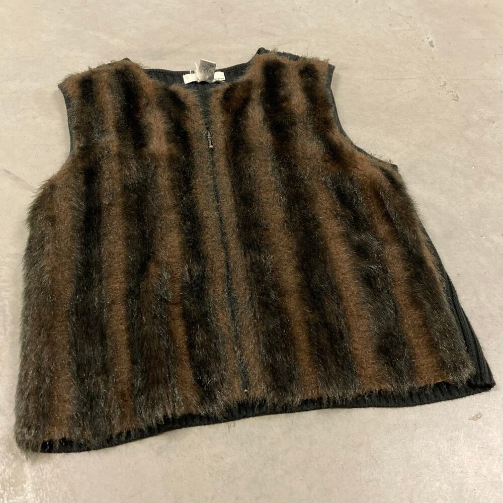 Vintage kikit fur zip up sweater vest